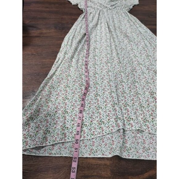 Made In Italy Short Sleeve Floral Print V Neck Maxi Dress White Pink Women's L - Picture 12 of 13